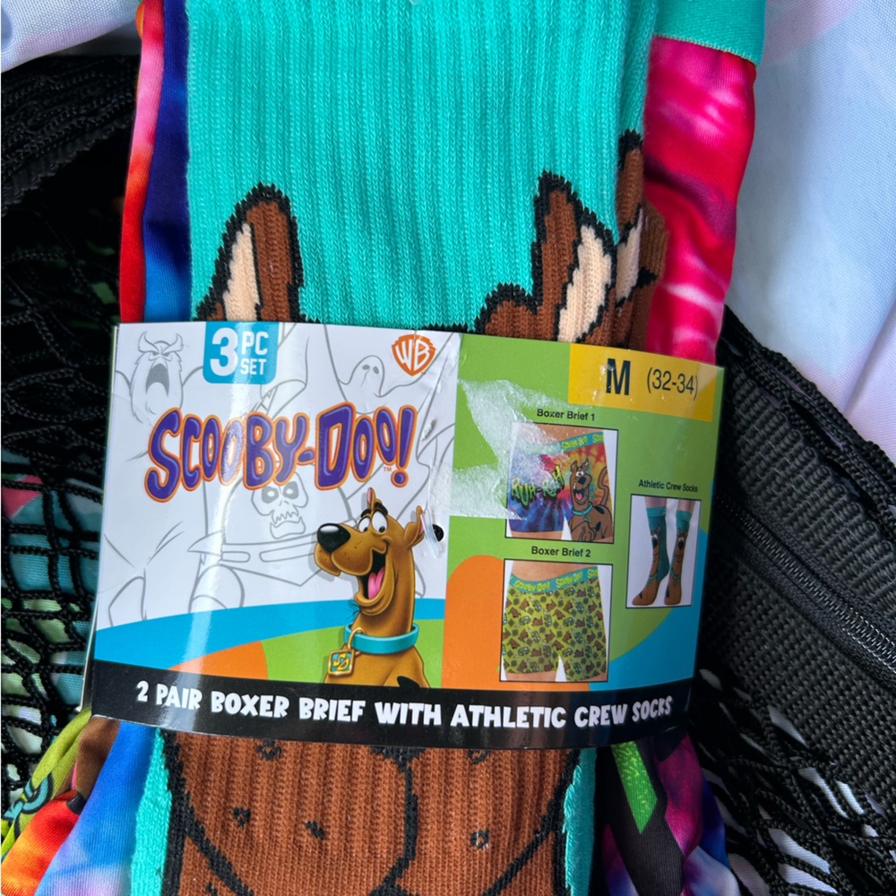 Scooby-Doo Men’s Green Cartoon Boxer Briefs - and socks noveltyPrinted Underwear